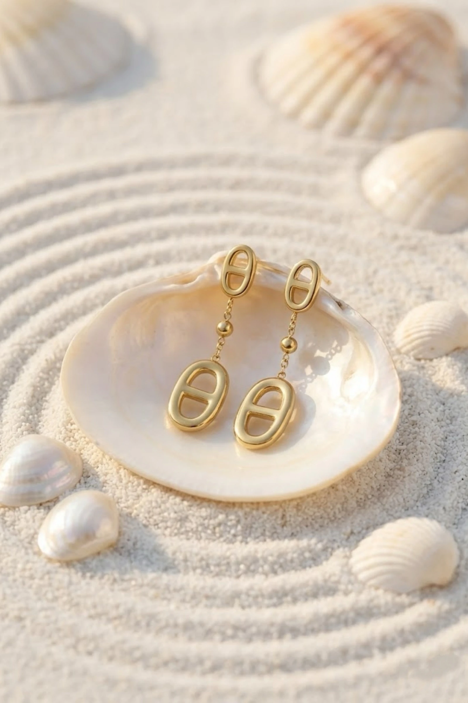 Boucles d’Oreilles Maille Marine Pendantes – Acier Inoxydable